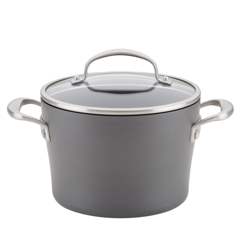 Anolon Allure HardAnodized 4 qt. Stock Pot with Lid Wayfair